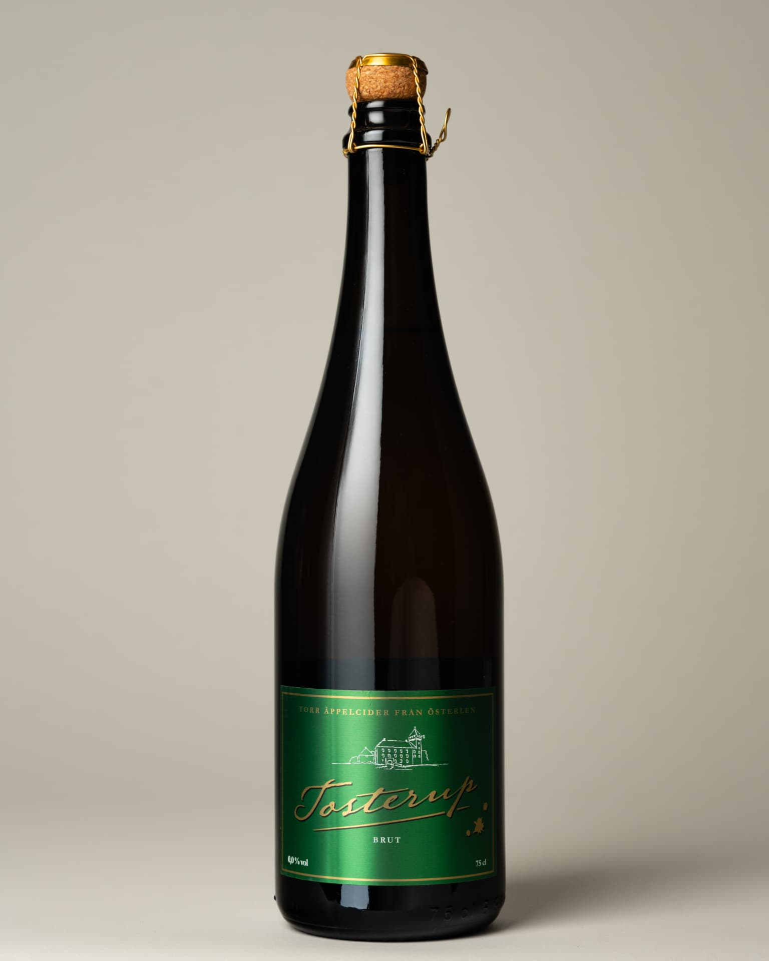 Flaska Tosterup Brut 0,0 % 75 cl med grön etikett